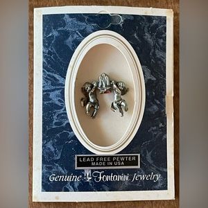 1996 Genuine Fontanini Jewelry Angels Fountain SnapBack Lapel Tie Pin Roman Inc